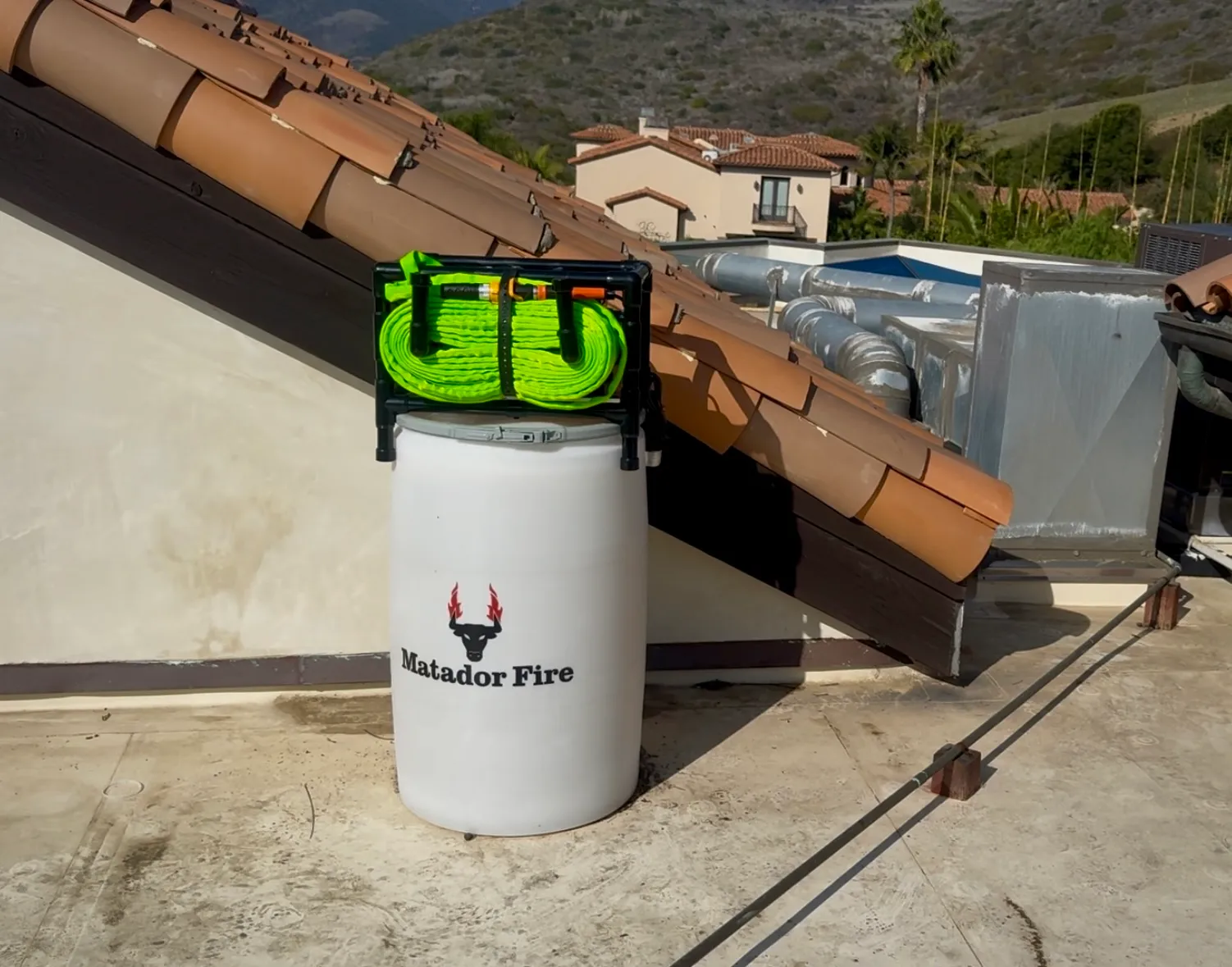 Matador Fire barrel set up at a residential property